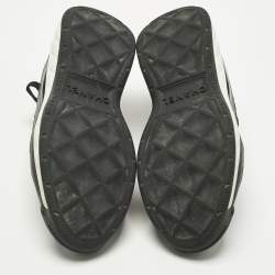 Pre Owned Chanel Black Neoprene and Suede CC Low Top Sneakers Size 39