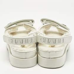 Pre Owned Chanel White Leather and Shearling Dad Slingback Sandals Size 40