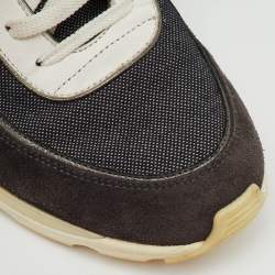 Pre Owned Chanel Black/Grey Fabric, Suede and Leather CC Low Top Sneakers Size 40.5