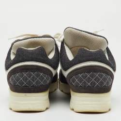 Pre Owned Chanel Black/Grey Fabric, Suede and Leather CC Low Top Sneakers Size 40.5