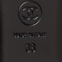 Pre Owned Chanel Black Velvet CC Smoking Slippers Size 38