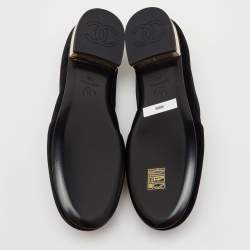 Pre Owned Chanel Black Velvet CC Smoking Slippers Size 38