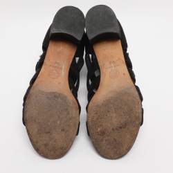 Pre Owned Chanel Black Suede CC Gladiator Sandals Size 36
