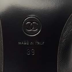 Pre Owned Chanel Black Leather Mary Jane Charm Pumps Size 39
