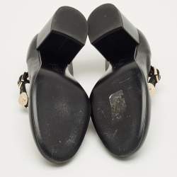 Pre Owned Chanel Black Leather Mary Jane Charm Pumps Size 39