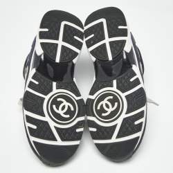 Pre Owned Chanel Multicolor Leather And Suede CC Logo Lace Up Sneakers Size 36