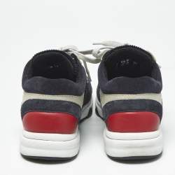 Pre Owned Chanel Multicolor Leather And Suede CC Logo Lace Up Sneakers Size 36