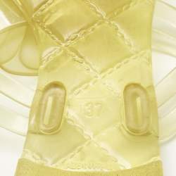 Pre Owned Chanel Yellow Jelly CC Camellia Flat Sandals Size 37