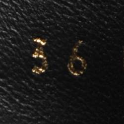 Pre Owned Chanel Black Leather CC Wedge Platform Sandals Size 36
