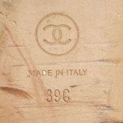 Pre Owned Chanel Multicolor Leather and Tweed CC Cap Toe Ballet Flats Size 39