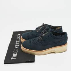 Pre Owned Chanel Navy Blue Denim CC Cap Toe Oxford Sneakers Size 36