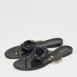Pre Owned Chanel Two Tone  Jelly Camellia Thong Sandals Size 39