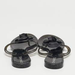 Pre Owned Chanel Two Tone  Jelly Camellia Thong Sandals Size 39