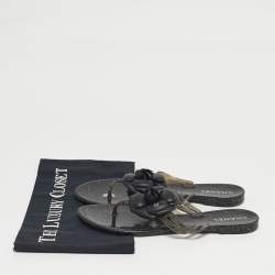 Pre Owned Chanel Two Tone  Jelly Camellia Thong Sandals Size 39