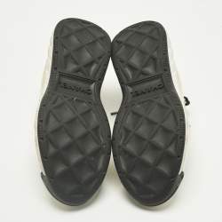 Pre Owned Chanel Grey/White Fabric and Leather CC Lace Up Sneakers Size 36.5