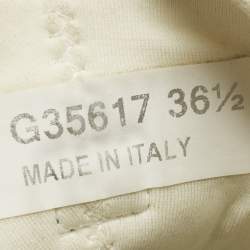 Pre Owned Chanel Grey/White Fabric and Leather CC Lace Up Sneakers Size 36.5