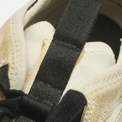 Pre Owned Chanel Grey/White Fabric and Leather CC Lace Up Sneakers Size 36.5