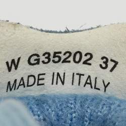 Pre Owned Chanel Blue Knit Fabric and Suede CC Lace Up Sneakers Size 37