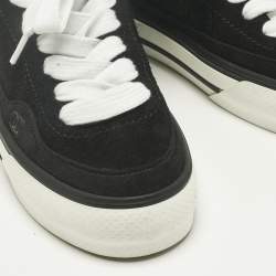 Pre Owned Chanel Black Suede CC Lace Up Sneakers Size 37