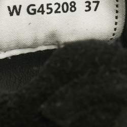 Pre Owned Chanel Black Suede CC Lace Up Sneakers Size 37