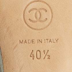 Pre Owned Chanel White/Black Nubuck Leather Platform Pumps Size 40.5