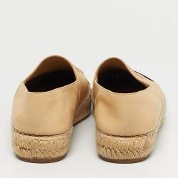 Pre Owned Chanel Beige/Black Leather Interlocking CC Logo Espadrilles Size 40