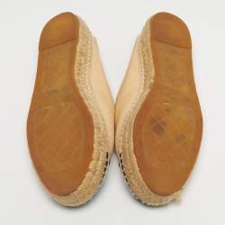 Pre Owned Chanel Beige/Black Leather Interlocking CC Logo Espadrilles Size 40