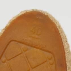 Pre Owned Chanel Beige/Black Leather Interlocking CC Logo Espadrilles Size 40