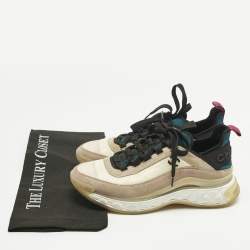 Pre Owned Chanel Multicolor Suede and Nylon CC Lace Up Sneakers Size 38