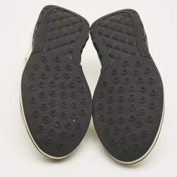 Pre Owned Chanel White Fabric and Suede CC Lace Up Sneakers Size 37