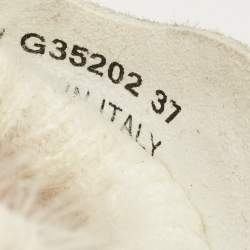 Pre Owned Chanel White Fabric and Suede CC Lace Up Sneakers Size 37