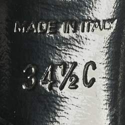 Pre Owned Chanel Black Canvas Chain Ankle Strap Sandals Size 34.5