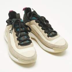 Pre Owned Chanel Multicolor Neoprene and Suede CC Low Top Sneakers Size 39