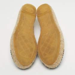 Pre Owned Chanel Beige/Black Leather Interlocking CC Logo Espadrilles Size 38