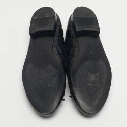 Pre Owned Chanel Black Quilted Leather CC Cap Toe Bow Ballet Flats Size 37