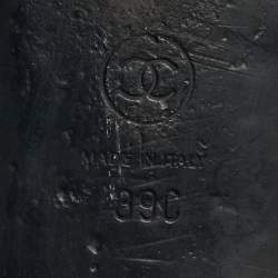 Pre Owned Chanel Black Patent Camellia Thong Slingback Sandals Size 39