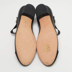 Pre Owned Chanel Black Leather and Fabric Cap Toe Mary Jane Pumps Size 38.5