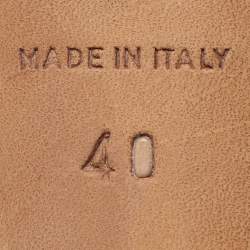 Pre Owned Chanel Brick Red/White Patent and Leather CC Ankle Strap Sandals Size 40