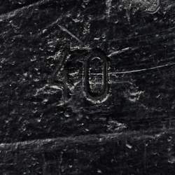 Pre Owned Chanel White/Black Leather CC Cap Toe Bow Ballet Flats Size 40