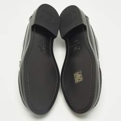 Pre Owned Chanel Black Leather CC Logo Slip On Loafers Size 38