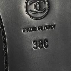 Pre Owned Chanel Black Leather CC Logo Slip On Loafers Size 38