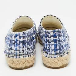 Pre Owned Chanel Tricolor Fabric and Tweed CC Cap Toe Espadrille Flats Size 39