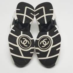 Pre Owned Chanel Multicolor Leather and Suede CC Logo Lace Up Sneakers Size 38