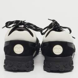 Pre Owned Chanel Multicolor Nylon and Suede CC Low Top Sneakers Size 38.5
