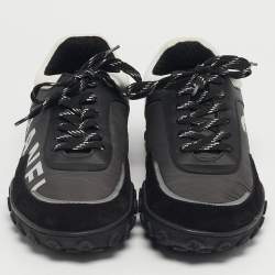 Pre Owned Chanel Multicolor Nylon and Suede CC Low Top Sneakers Size 38.5