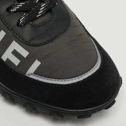 Pre Owned Chanel Multicolor Nylon and Suede CC Low Top Sneakers Size 38.5