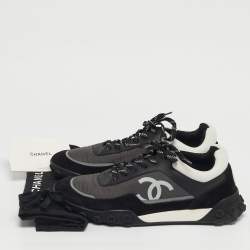 Pre Owned Chanel Multicolor Nylon and Suede CC Low Top Sneakers Size 38.5