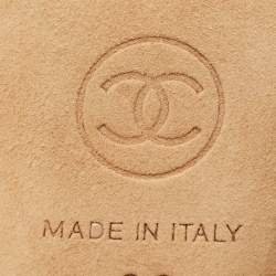 Pre Owned Chanel Black Patent Leather CC Open Toe Slingback Pumps Size 36