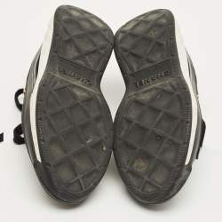 Pre Owned Chanel Black Nylon and Suede CC Low Top Sneakers Size 36.5