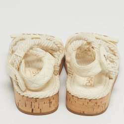 Pre Owned Chanel White Leather and Rope Dad Slingback Sandals Size 36